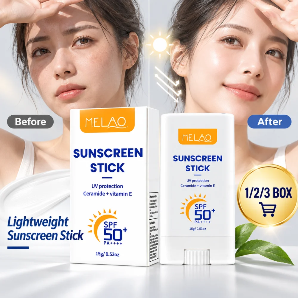 15g SPF50+ PA++++ Sunscreen Stick Ceramide NP Vitamin E Bisabolol Lightweight Mineral Sun Balm for Face Body Daily Protection