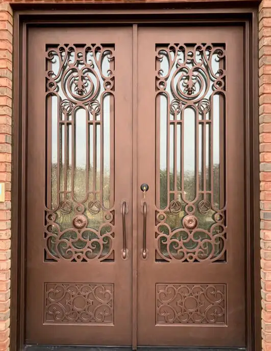 Porta dupla moderna do ferro forjado, Design simples, alta qualidade