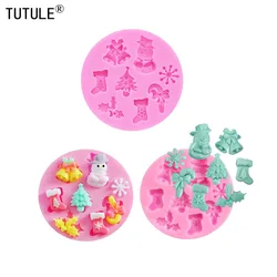 DIY Snowman Snowflake Cake Christmas Flipping Candy Silicone Molds Cake Baking Mini Drops Glue Chocolate Candy Silicone Mold