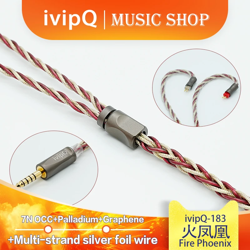 ivipQ-183 Fire Phoenix HIFI Earbud IEM سلك كابل ترقية سماعة أذن عالي الجودة مع 2.5/3.5 مللي متر/4.4 مللي متر MMCX/0.78 مللي متر 2Pin لأداء 5