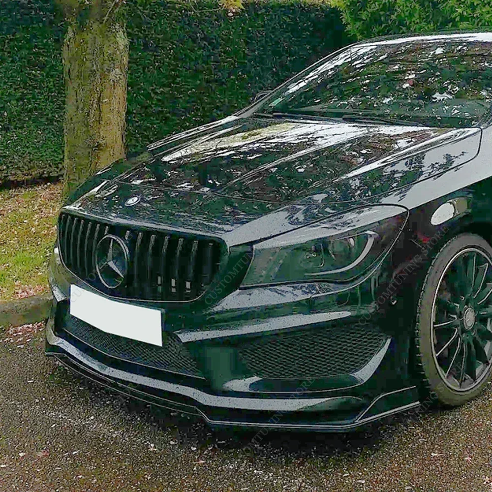 Front Bumper Lip Spoiler Splitter Diffuser For Mercedes C117 X117 CLA200 220d 250 2013-2015 Pre-Lci Bodykits Tuning Gloss Black