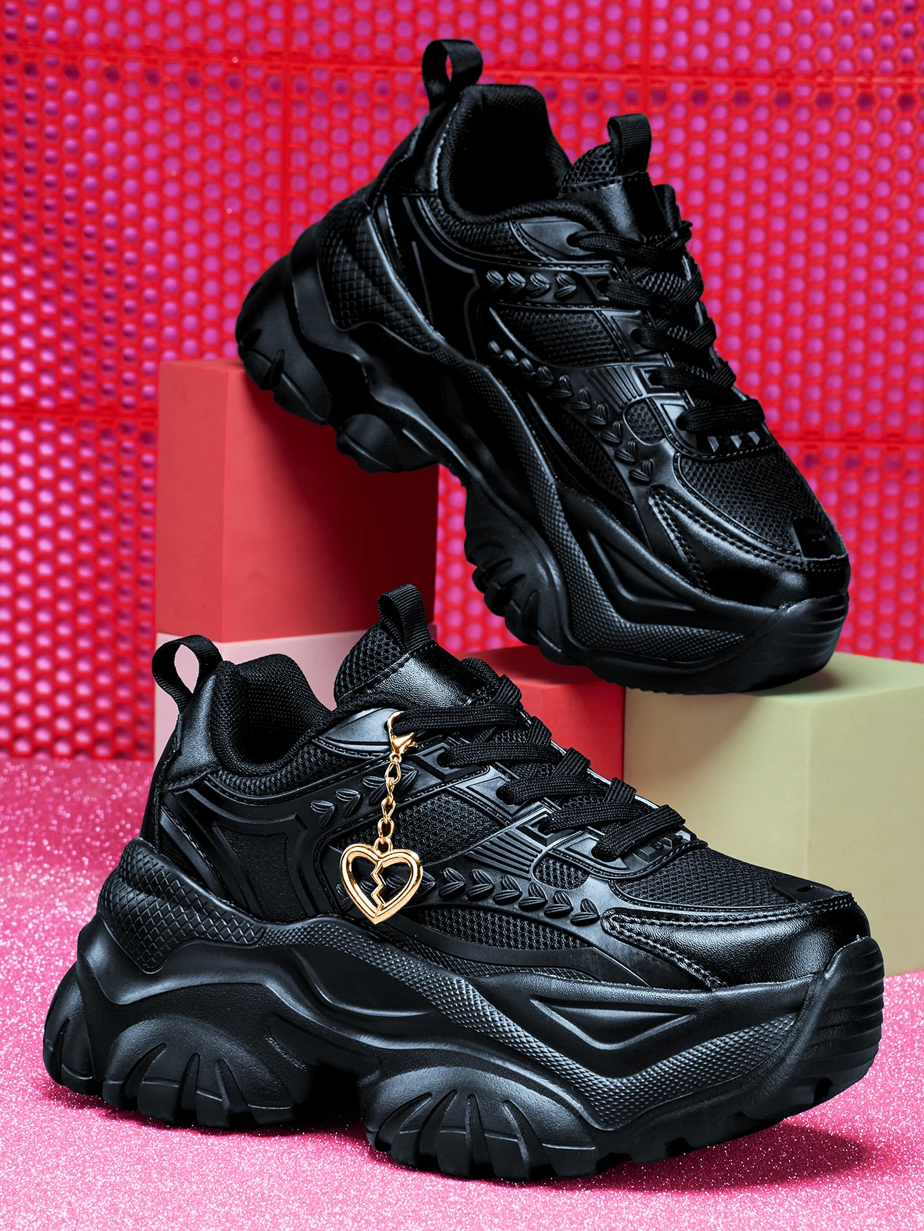 Damen-Sneaker mit 7 cm Erhöhung der Höhe, Outdoor-Mode, Freizeitschuhe mit 3D-DIY-Abnehmbarer Metallgold-Herz-Dekorationskette, Damen-Sneaker mit EVA-Dicksohle, hoher Plattform, blauen hohen Absätzen, leichter weicher Sohle, stoßdämpfend, rutschfeste Laufschuhe, runde Zehenpartie, einfache Schnürung, Edelsteinblau, große Größen für Studenten, Teenager, Campus, Alltag, Dating, Fitness, Arbeit, Büroschuhe, trendige vielseitige Keilabsatz-Sneaker für Damen. – Detail 20