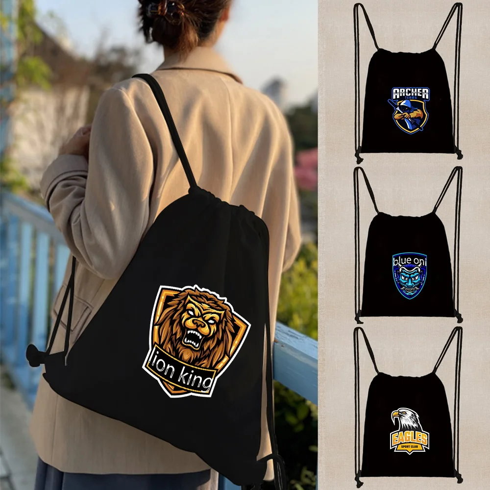 Drawstring Backpack Handbag Canvas Storage Bag Lightweight Drawstring Bag Unisex for swimming yoga