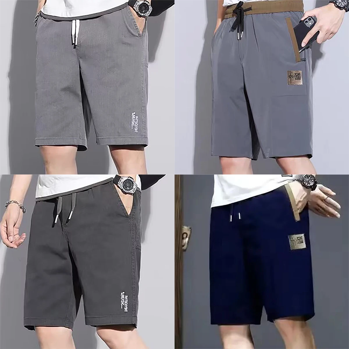 

Men's Casual Shorts Summer Thin ice Silk Slim Fit Suitable Young Students Available in Various Colors Such Gray White