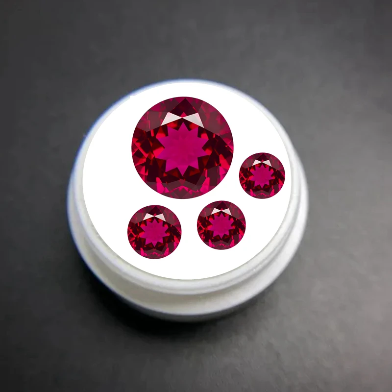 

Pretty Ruby Gem Round Cut Stone Pass UV Test Ruby Mohs Hardness Gems for Jewelry Making/Collection/Display