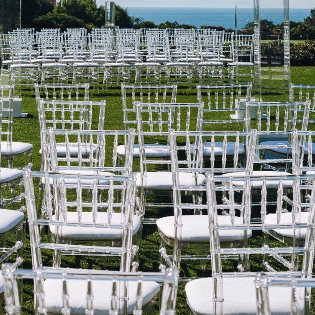 12pcs）Wedding transparent acrylic chair transparent stool hotel banquet hall outdoor party party bamboo chair meal