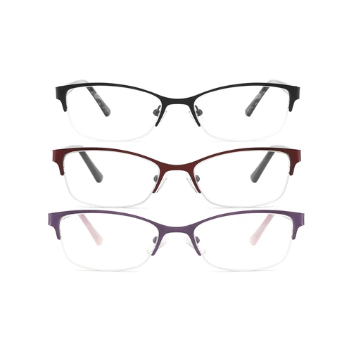 

3 Pairs Women's Half-Rim Reading Glasses Anti Blue Light Presbyopic Eyeglasses Lightweight Cat Eye Readers +1.0~+4.0 Diopters