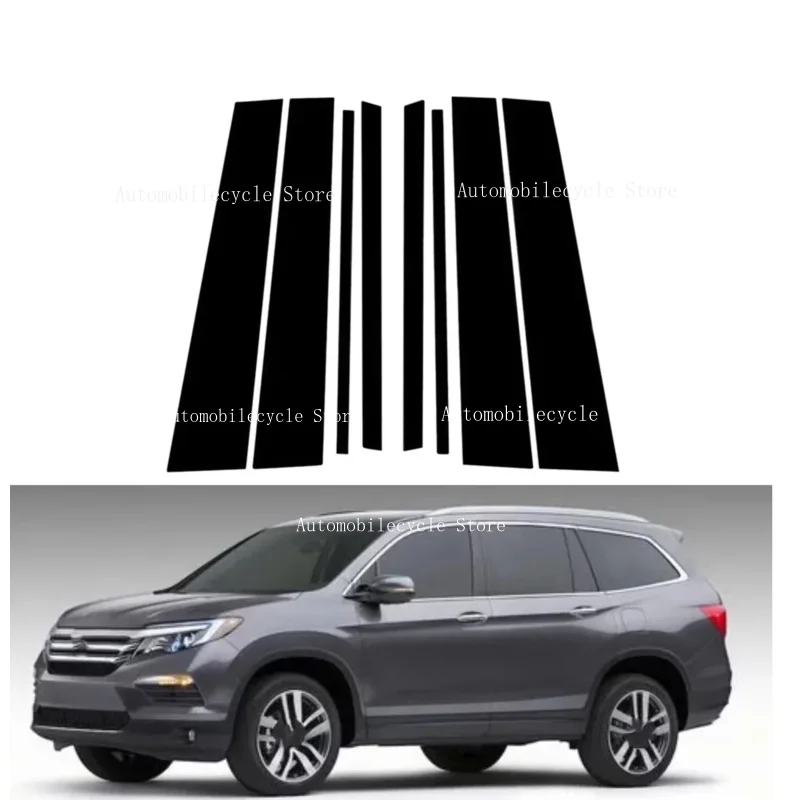 8PCS Glossy Black Pillar Posts Fit For Honda Pilot Ridgeline 2016 2017 2018 2019-2022 Window Moulding B C Center Sticker Cover