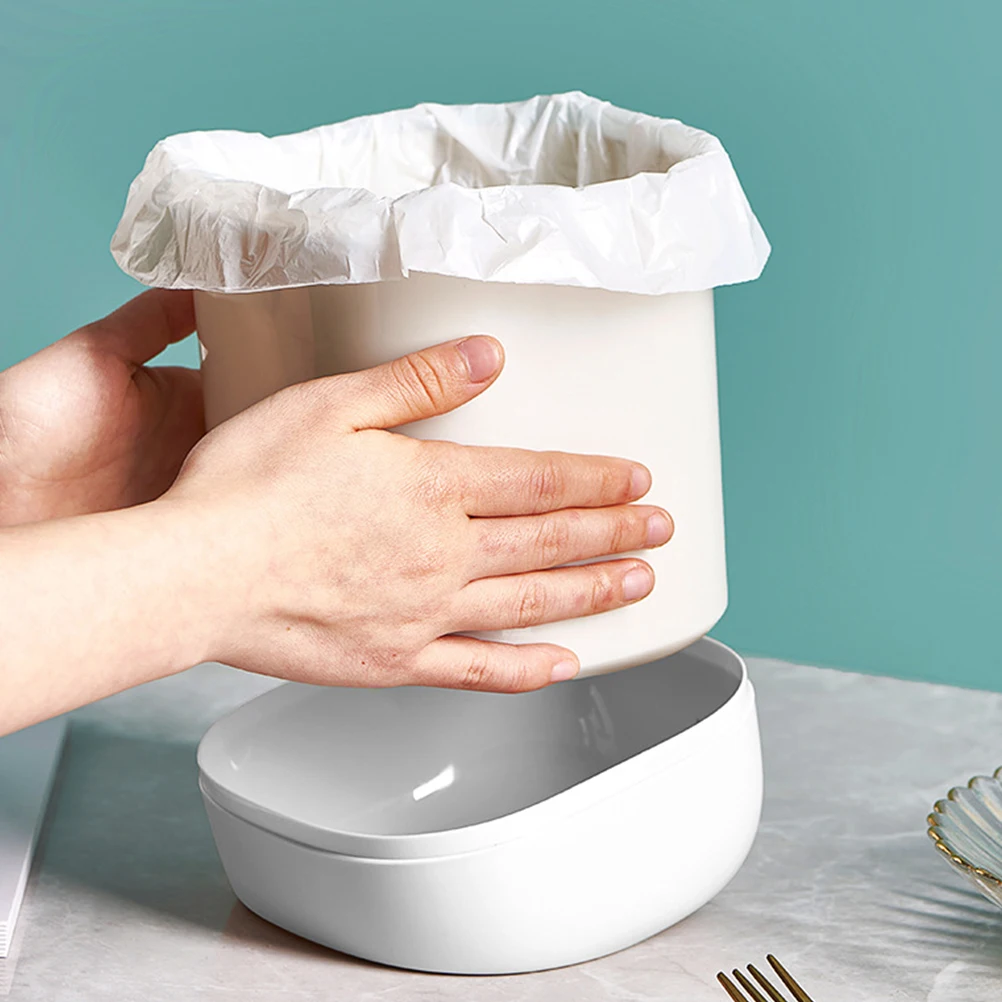 

Mini Garbage Can With Lid Compact Trash Can Bathroom Bedroom Kitchen Dorm Room Plastic Waste Basket Space Saving Odor Sealing