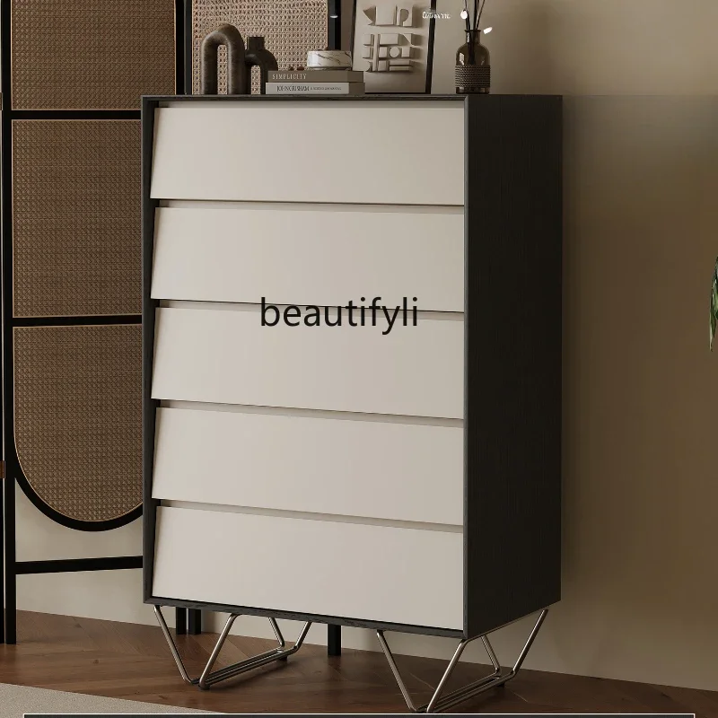

Simple Chest of Drawers Living Room Locker French Cream Style Clothes Closet Bedroom Tailstock Art Storage Cabinet