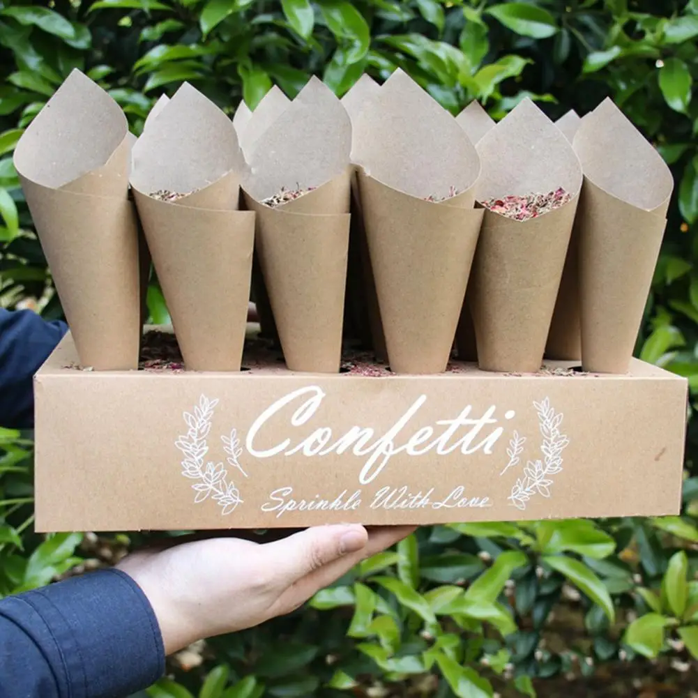 Confetti Tray 24 Holes Reusable Wedding Decoration Kraft Paper Petal Confetti Cone Holder Party Supplies