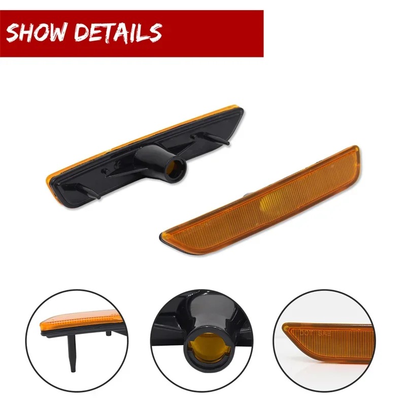 For Ford Mustang 2010 2011 2012 2013 2014 Front / Rear Bumper Side Marker Light Cover Shells Smoked / Amber / Red Lens No Bulb