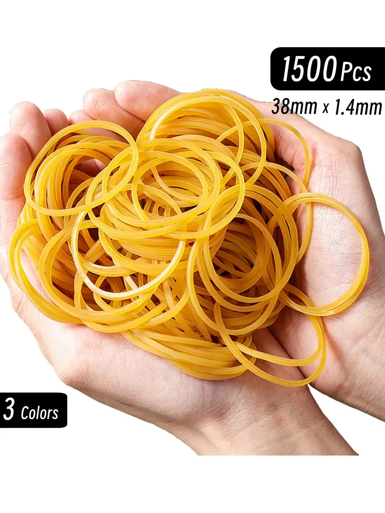 Anneau en caoutchouc élastique réglable solide, 38mm, 150/1500p, jaune/blanc/noir, fournitures de bureau pour étudiants, papeterie, bande de vache