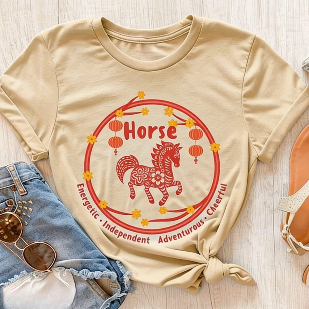 Year of The Horse Chinese Zodiac Shirt Horse Horoscope Tee Lunar New Year Gift Tshirt Astrology Horse Sign T-shirt Men Women Top