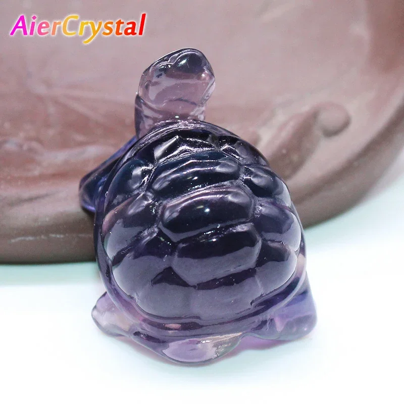 Natural Colorful Fluorite Crystal Turtle Cute Crafts Small Ornaments  Hand-carved  Animal Statues Healing Stone Collection