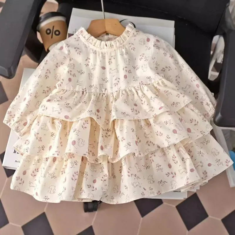 

Baby Girls' Autumn Dress Fashion 2026 New Style Children's Long Sleeve Floral Princess Skirt 73-120cm