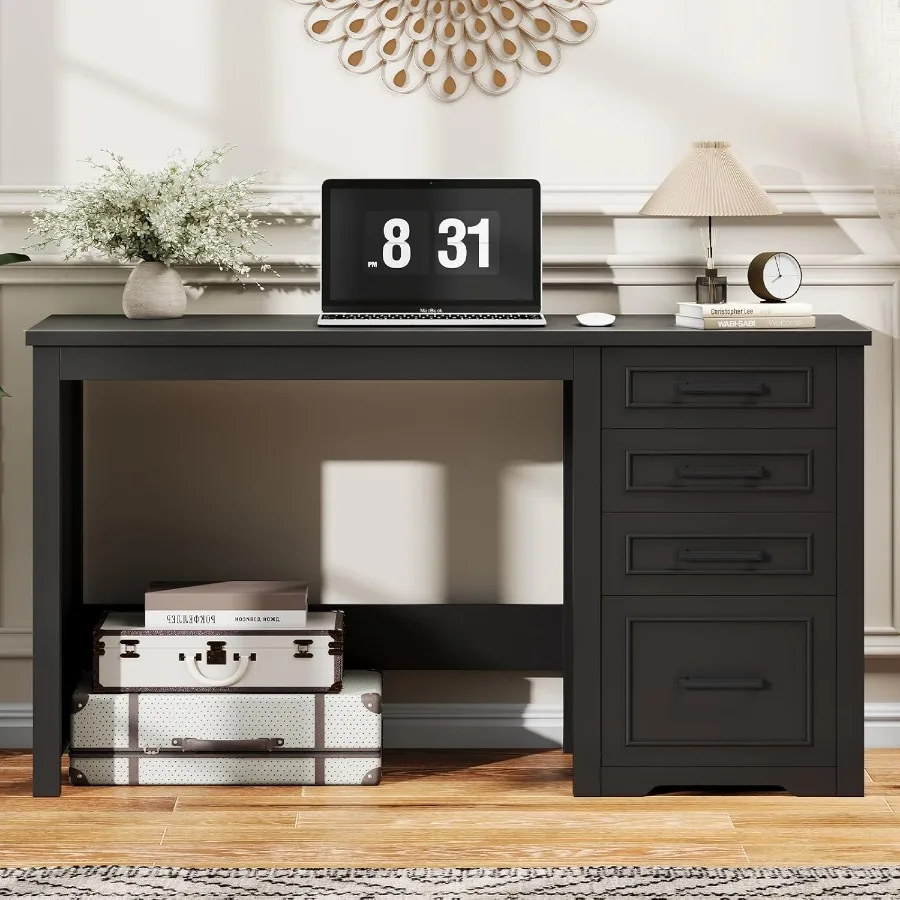 Farmhouse 49 Executive Desk with File Drawer and 4 Drawers Reversible Computer Desk with Ample Storage Rustic Home Writing Work