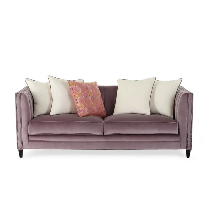 American fabric art small apartment flannel sofa simple European three-person sofa studio model room living room villa furniture