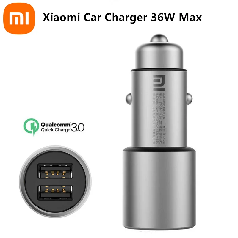 Xiaomi Mi Metal Car Charger 36W Max Smart Dual USB Output QC3.0 Quick Charge For iPhone/iPad and Android Phones