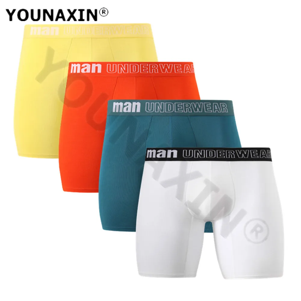 4 Pcs/Lot Big Size Men Underwear Long Boxers Briefs Sexy Panties Bamboo Fiber Underpant Antibacterial Undies Breathable Knickers