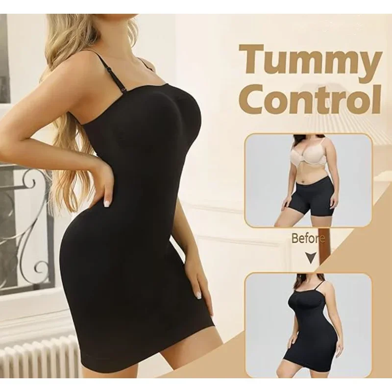 Damen-Shapewear, trägerloses, durchgehendes Unterkleid mit Bauchkontrolle, nahtlose Body-Shaper, Slips, Kompressions-Bodysuits