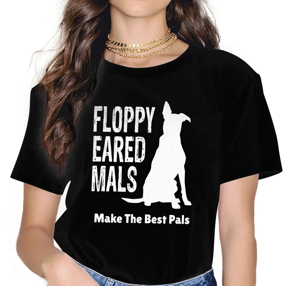 Malinois Dog Floppy Eared Mals Make The Best Pals Tshirt Graphic Women Tops Vintage Fashion Fibre Harajuku Polyester T Shirt