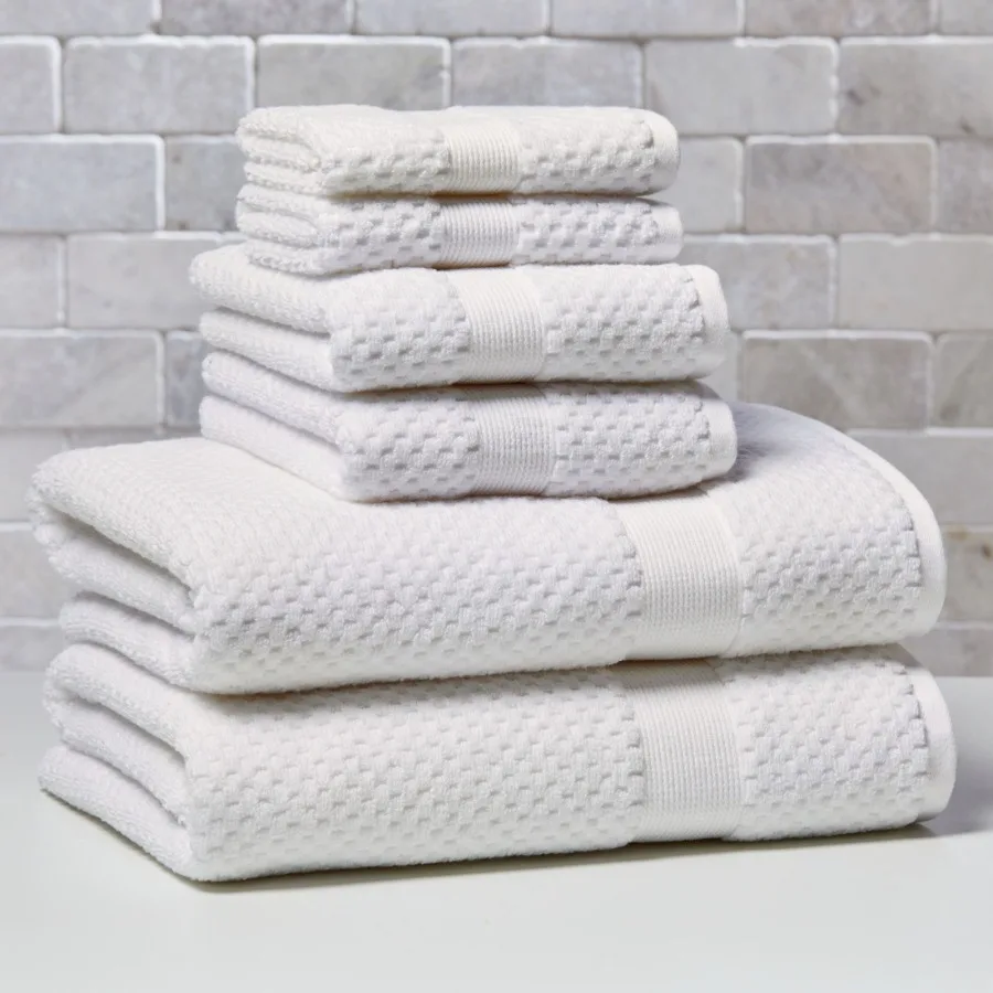 

Набор из 6 банных полотенец Signature Soft Cotton Popcorn Textured, цвет Arctic White