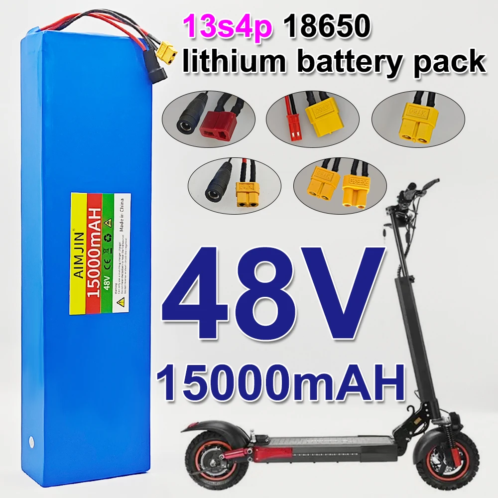 Batería de iones de litio de 48V, 15Ah, 1000W, 13S4P, para scooters eléctricos Citycoco BMS, 54,6 V