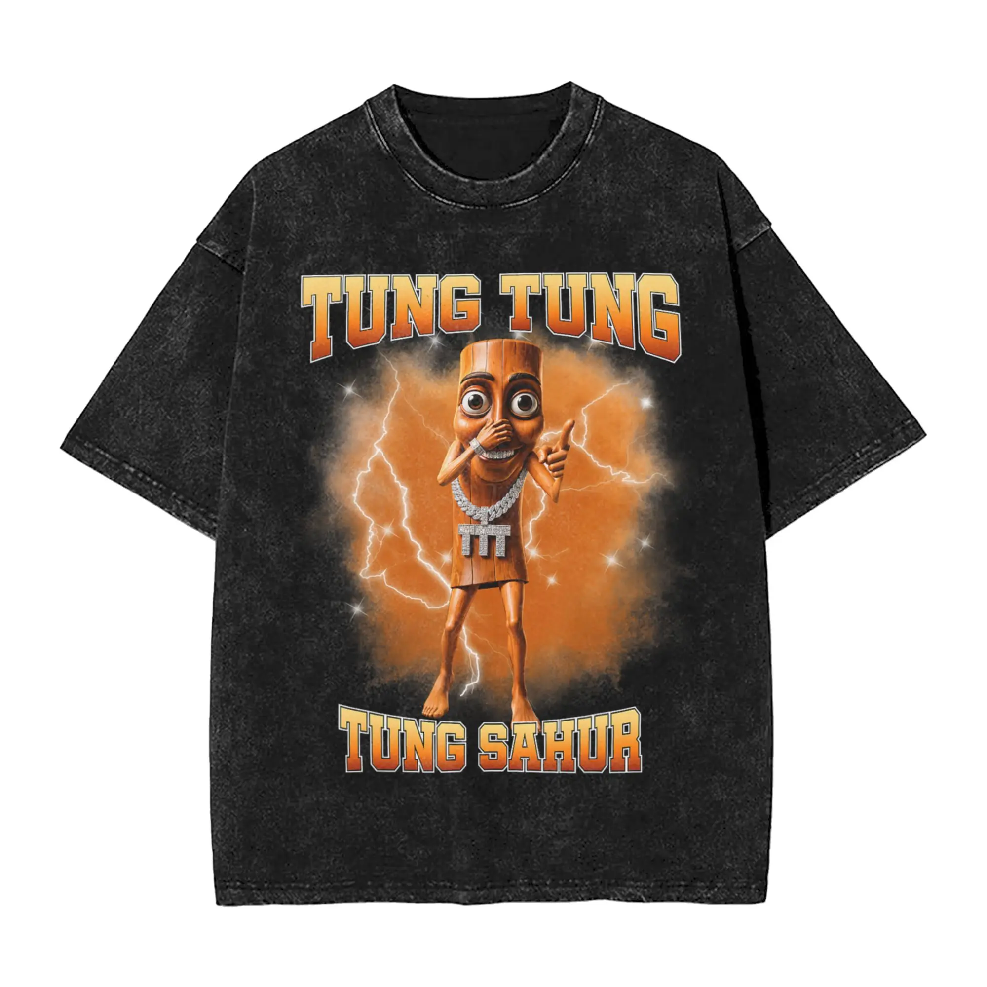 Creative Funny Tung Tung Tung Sahur is Calling Meme Scuba Dance Meme T-Shirts Men Cotton Washed T Shirt  Short Sleeve Tee Shirt