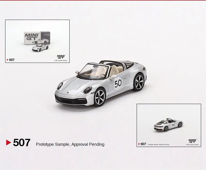 TSM MINI GT 1:64 #507 911 Targe 4S Heritage Design Edition GT Silver Metallic Die-cast alloy car model collection display  gifts