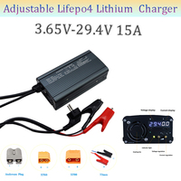 3.65V-29.4V 15A Adjustable Voltage and Current 12V 24V Lifepo4 Lithium Ion Charger with Display High-power Aluminum Case Charger