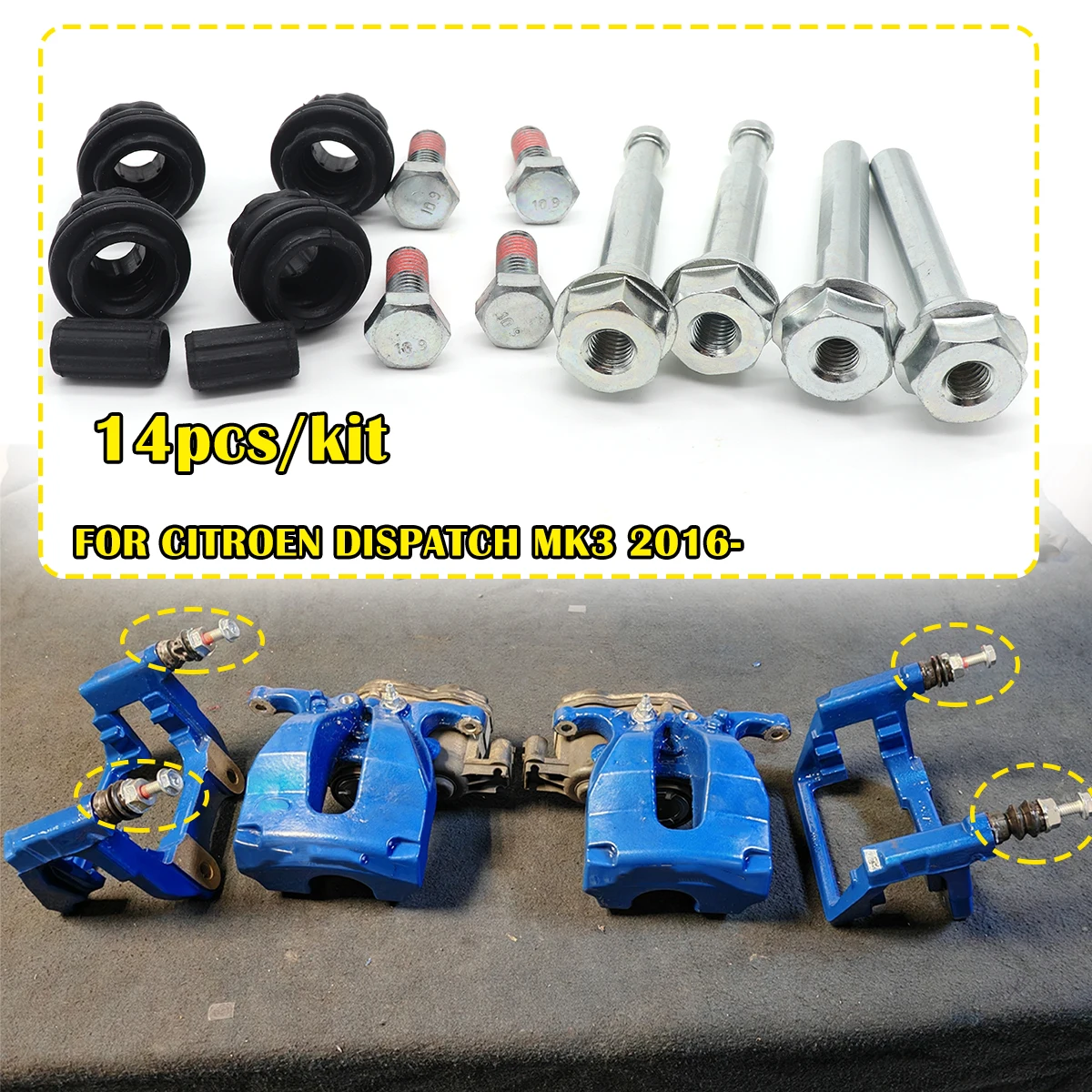 

Brake Caliper Cylinder Slider Guide Pin For Disc Housing Bolts Rubber Bushing Boot Seal Kit FOR CITROEN DISPATCH MK3 2016 2017-