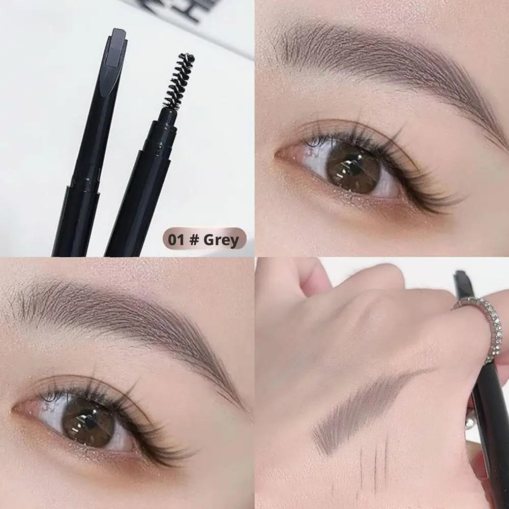 Lápiz de cejas de doble cabeza 2 en 1, lápiz de cejas Natural de larga duración, resistente al agua y al sudor, maquillaje de ojos cosmético para principiantes H8K2