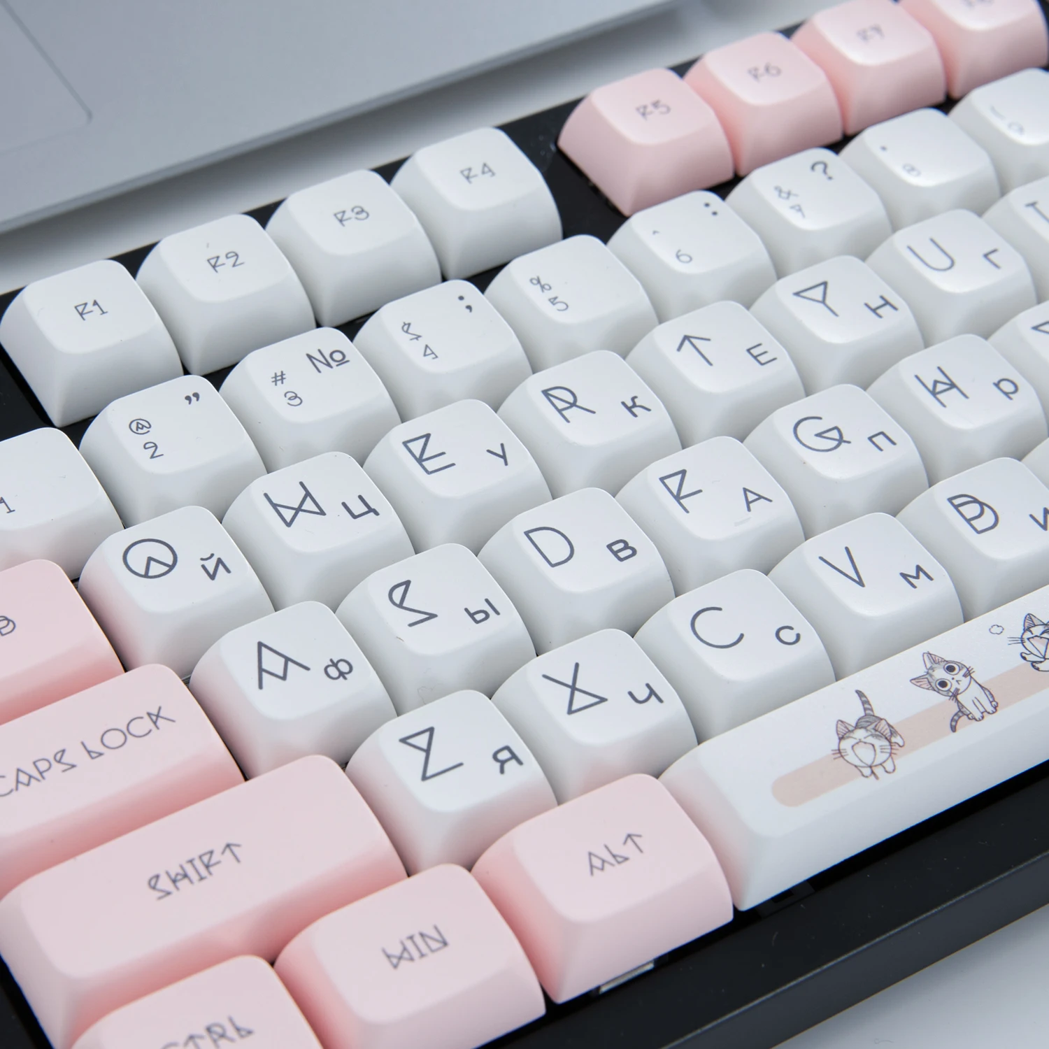 MAIMOOO 귀여운 러시아어 키캡 레이아웃 PBT 키캡, XDA 프로필 염료, Ikbc Cherry MX 108, 104, 87, 61/96 키 기계식 키보드