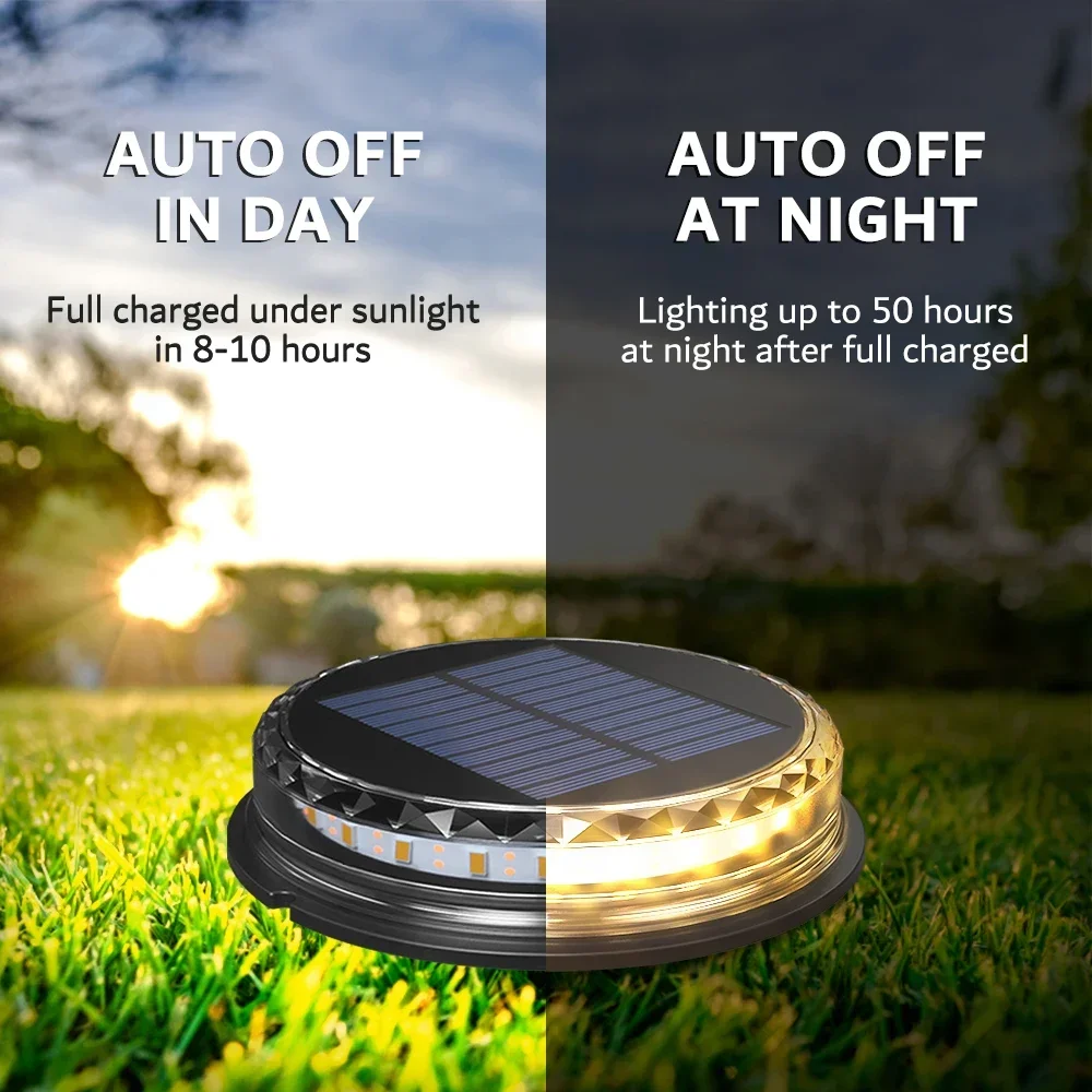 Super Bright LED Solar Pathway Light, Outdoor IP65 Waterproof, Ground Lamp, Garden Decoration, 3.7V, 1200mAh, 4Pcsn