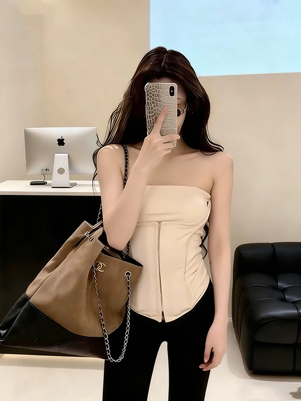 

Summer Casual One oulder Slimming Vest Women's Outerwear Abdomen a Fibone Strap Tank Top Two Piece Set High Waist S...