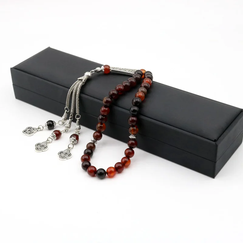 Natural Agate Islamic Tasbih 51 Beads Luxury Rosary Beads Muslim Misbaha men's high-grade Packaging Bracelet Gift Tasbeh