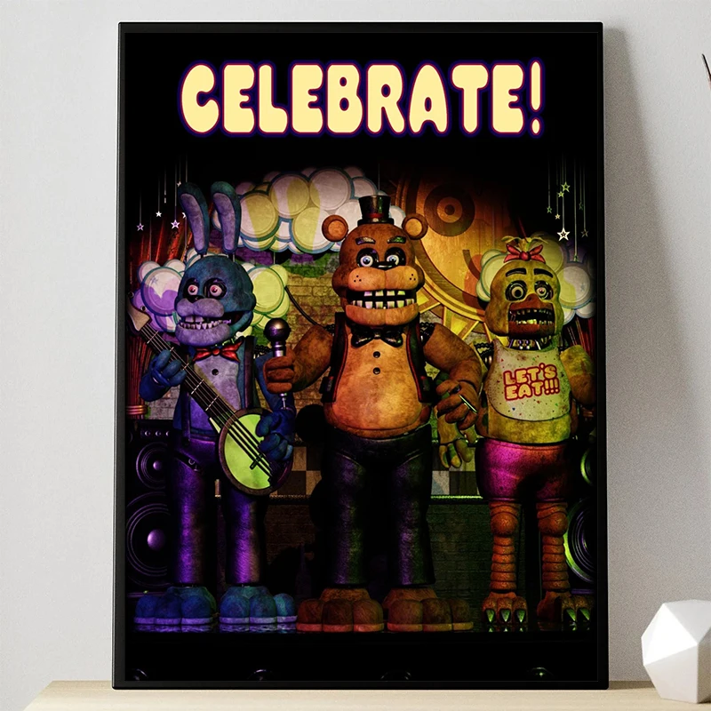 Popularity Poster FNAF Five-nights-At-Freddys Ultimate Group Prints Canvas Painting Wall Art Pictures for Living Room Home Decor