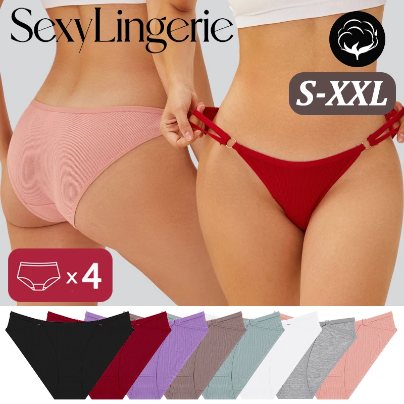 4 Teile/satz frauen Nahtlose Baumwolle Atmungsaktive Höschen Sexy Runde Schnalle Side Split Gürtel Unterwäsche Weibliche Weiche Bequeme Dessous