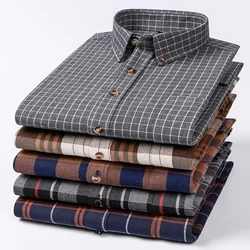 hight qulity100%cotton plus size 6xl long-sleeve shirts for men slim fit formal plain shirt soft plaid office designer clohtes