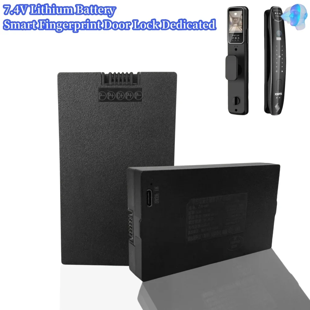 7.4V แบตเตอรี่ลิเธียมโพลิเมอร์สมาร์ทประตูล็อคแบตเตอรี่ 5000mAh สําหรับ Xiaomi Bosch Haier สมาร์ทลายนิ้วมือประตูล็อคส่งสายชาร์จ