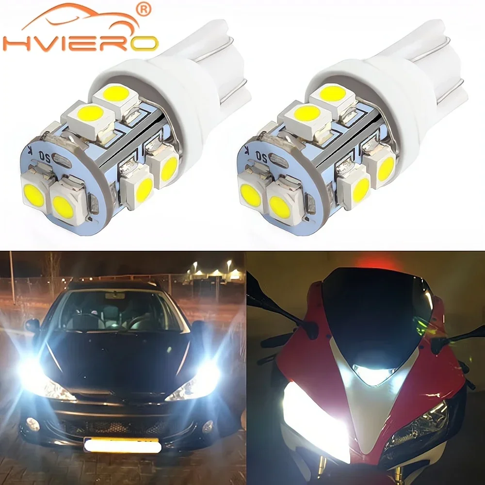 2X T10 blanco coche Led señal de giro luz de matrícula 12V cúpula lámparas de lectura interiores 3528 194 W5W 10SMD iluminación de lámpara de tablero de cuña