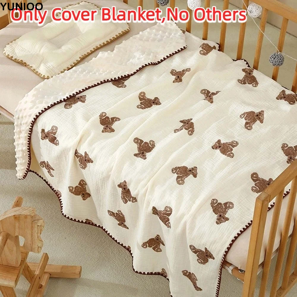 

Breathable Baby Bean Blanket Bear Printed Soft Cover Blanket for Infant Skin-friendly Cartoon Nap Sleeping Rug Sofa