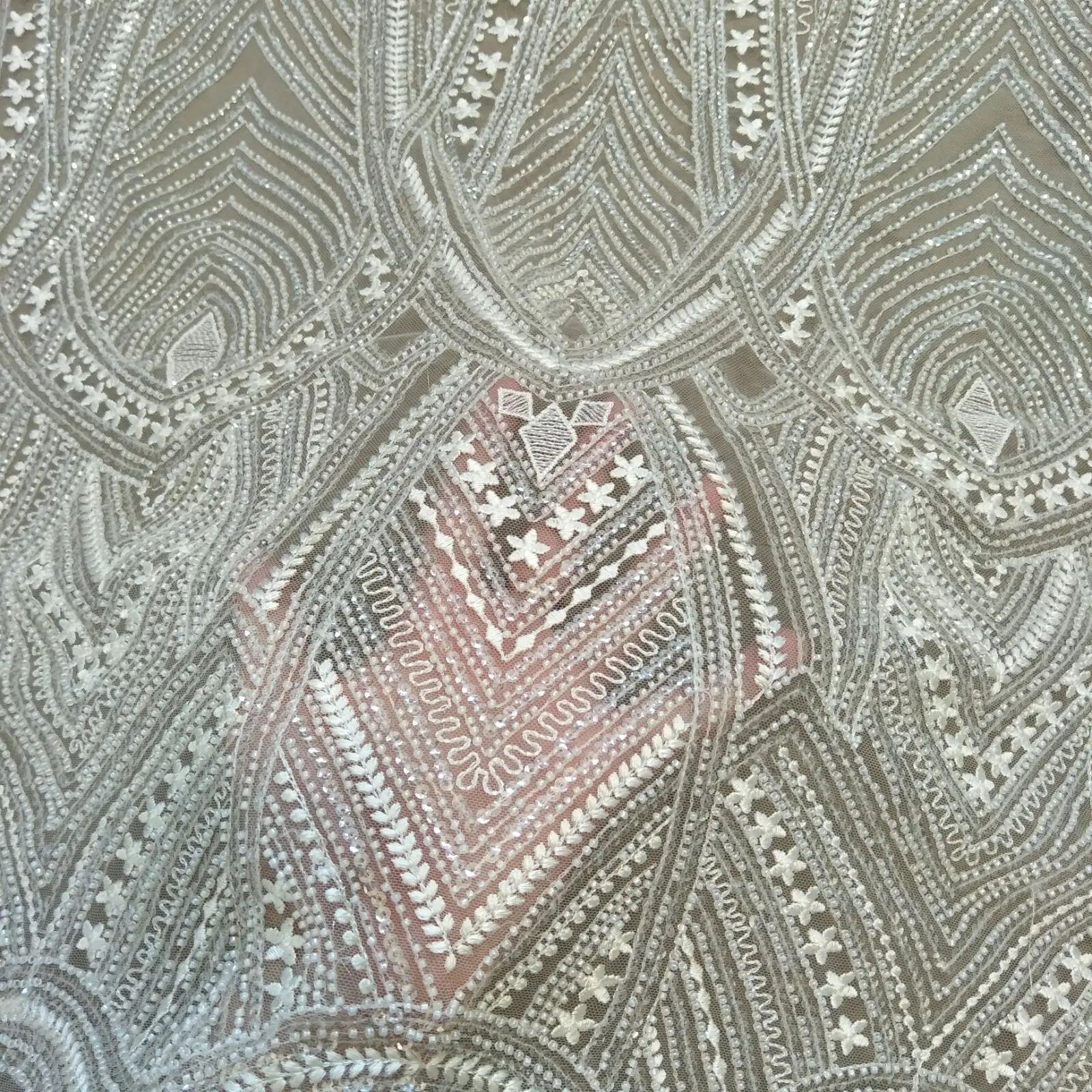 Lace Fabric for Bridal Wedding Dress, Ivory Lace Fabric, 130cm Width, Sale by Yard