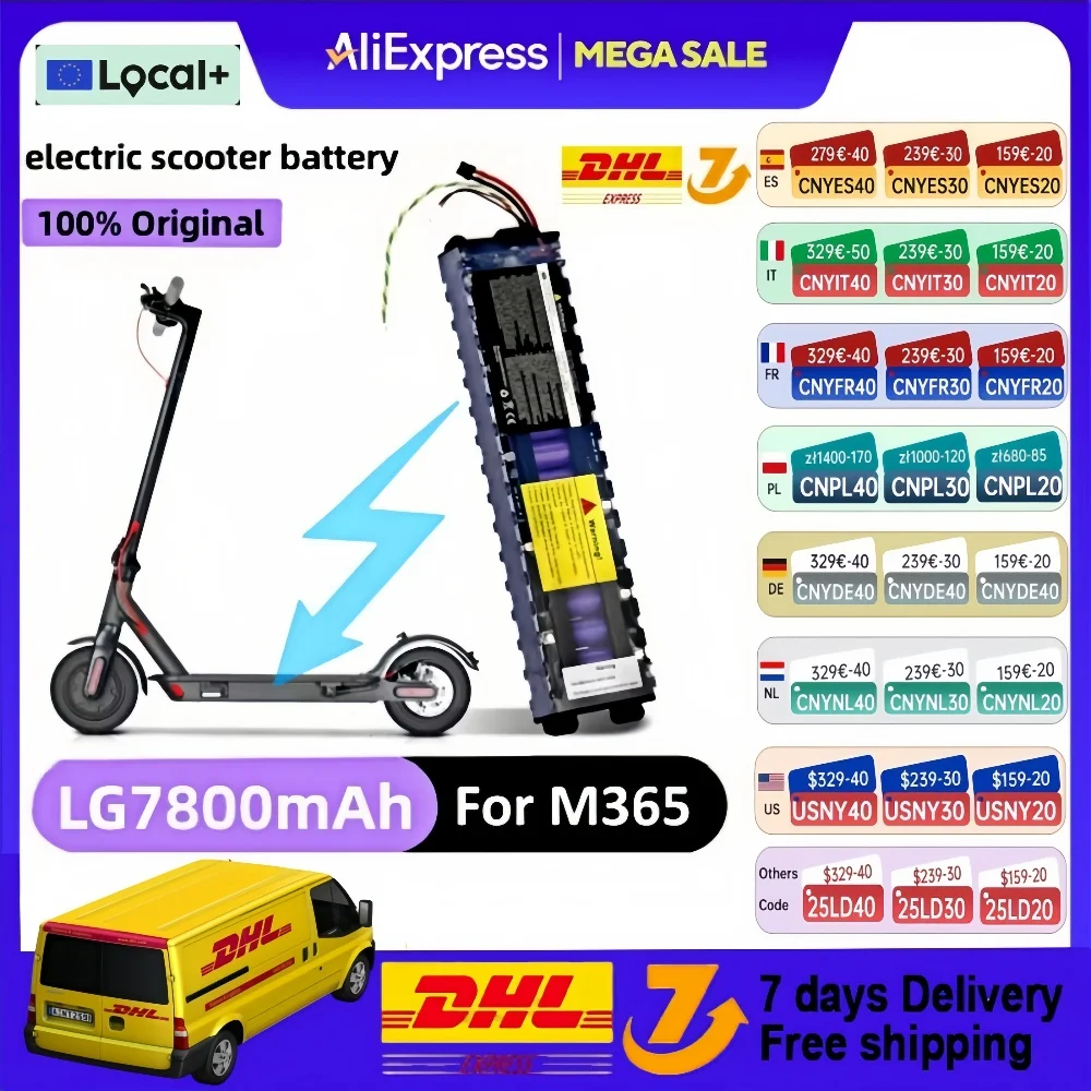 Li-Ionen-Akku 36 V 7,8 Ah 30 km, geeignet für MiJia M365 Scooter Batterypack, Elektroroller, wasserdichte Bluetooth-Kommunikation