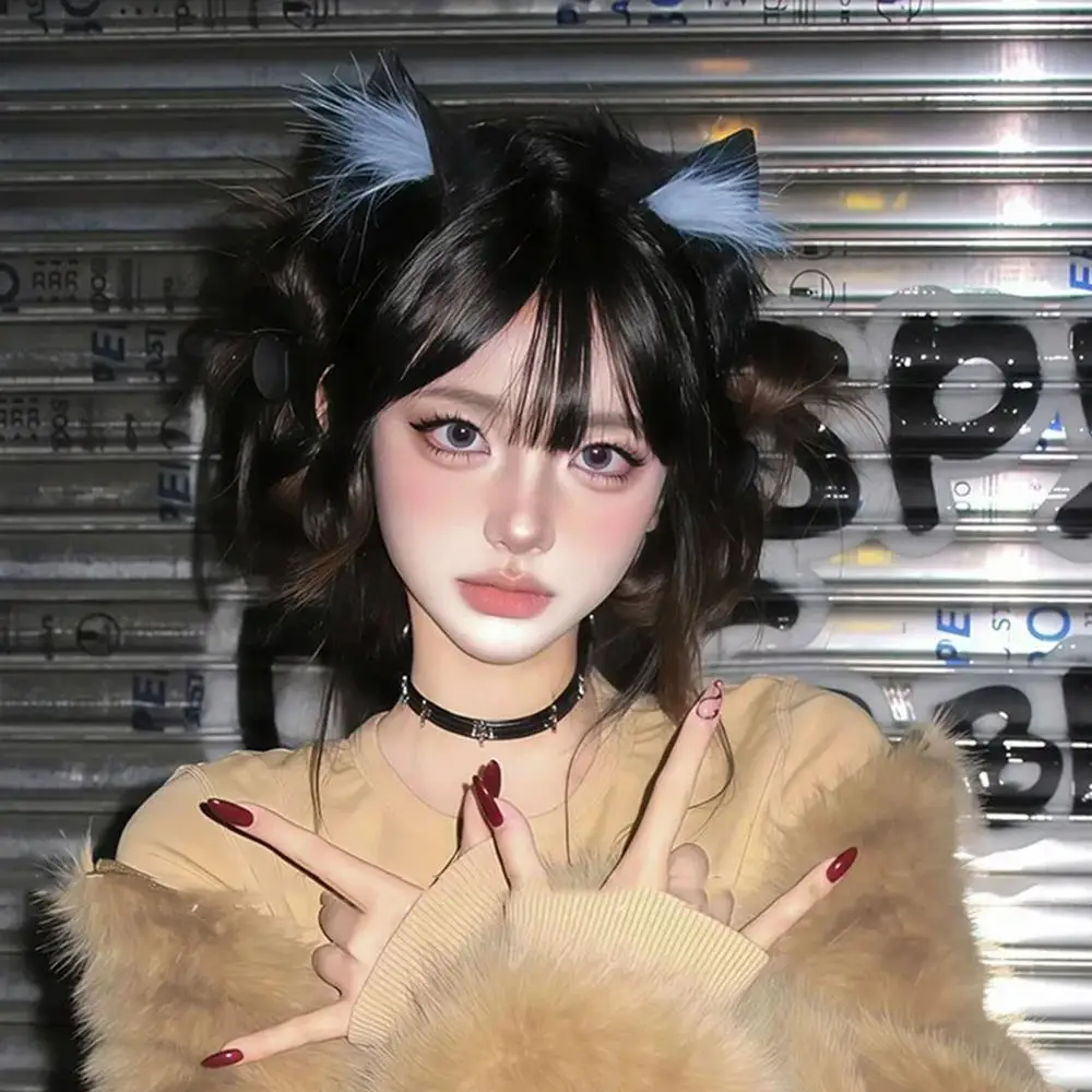 

3D обруч для волос с ушками животных, костюм Лолиты, головной убор для косплея, реквизит для фотосессии, повязка на голову с кошачьими ушками в стиле аниме, плюшевый головной убор эльфа, аксессуары для волос