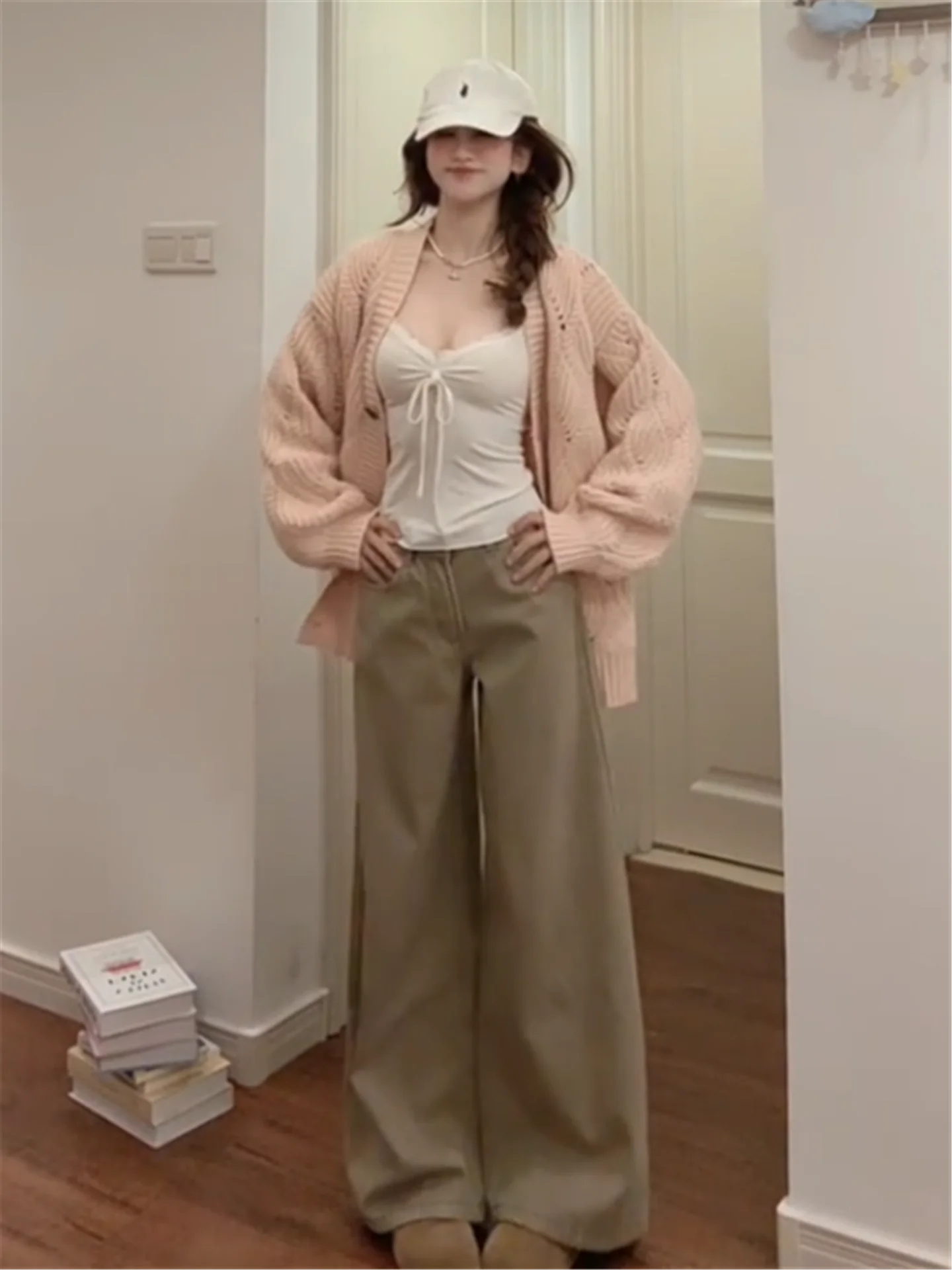 

American Retro Khaki Wide Leg Jeans Women's Loose Slimming Tall Extended Casual Floor-Length Pants High Waist Denim Skinnies