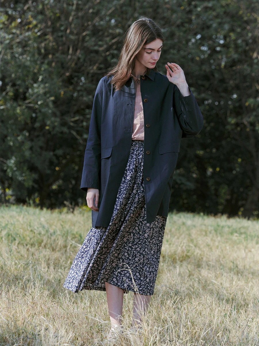 

Удобная ветровка из плотного хлопка для весны и осени, свободного кроя, королевский синий, длинный рукав, для повседневной носки