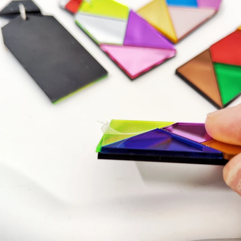 KUGUYS Fashion Color Matching Geometry Drop Earrings for Women Mirror Acrylic Jewelry Accessory