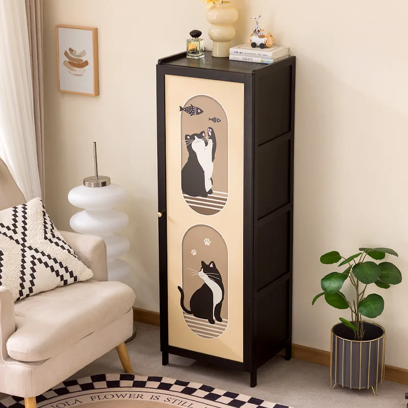 Bookshelf Shelf Floor-to-ceiling with door Household multi-layer living room cabinet Locker Narrow